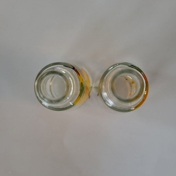 Vintage Anchor Hocking Clear Glass Salt & Pepper Shakers Peaches Hand Painted - Picture 6 of 8